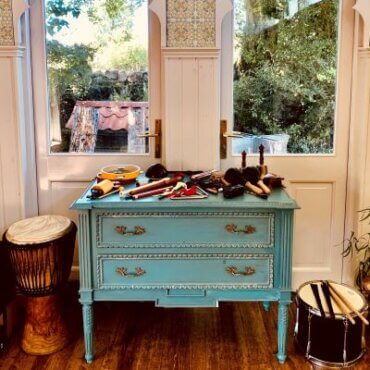 Expressive Arts Retreat - dresser with musical instruments